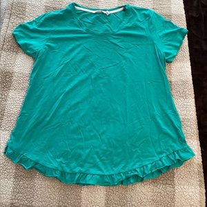 Green t-shirt with ruffle trim